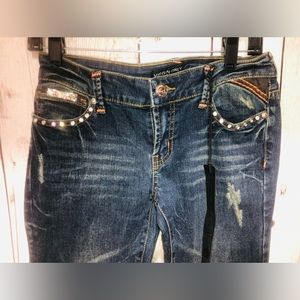 VIRGIN ONLY Deluxe Jeans Rhinestones Womens/Juniors Size 7 Low Rise NWT!